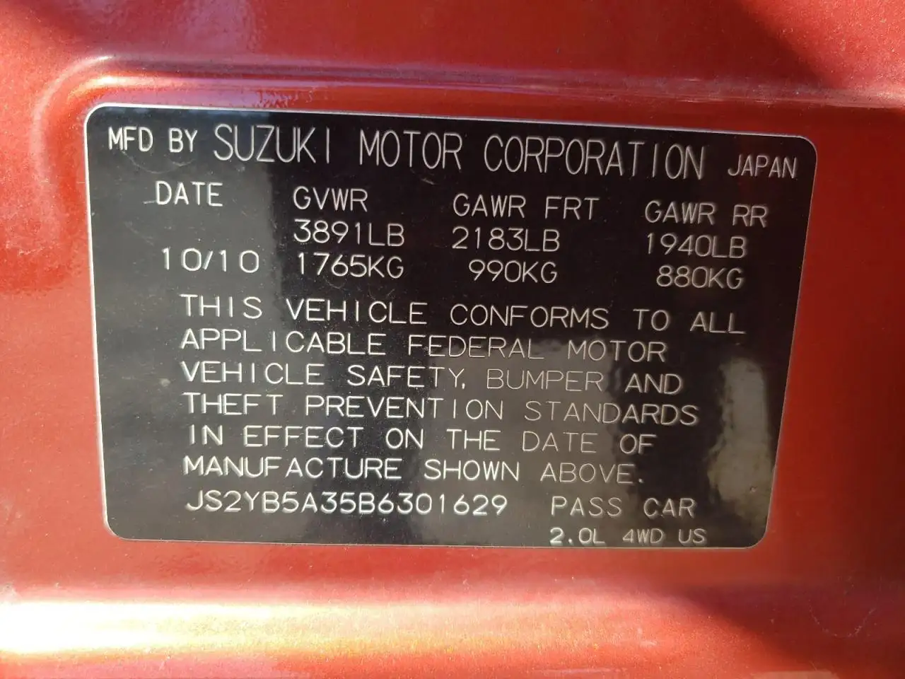 Photo of 2011 Suzuki Sx4