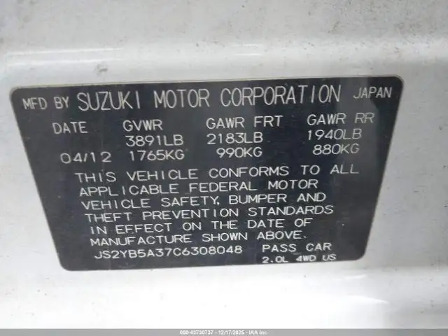 Photo of 2012 Suzuki Sx4