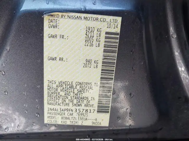 Photo of 2015 Nissan Altima